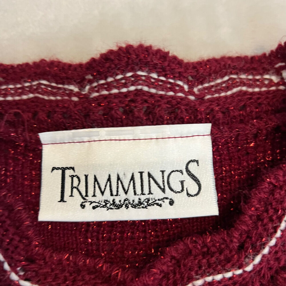 VTG Trimmings Sweater Womens 18 Red Floral Heart Knit Grandma Feminine Romantic‎ - Picture 11 of 13